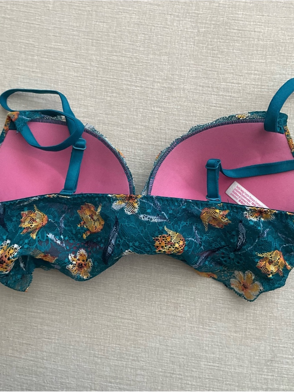 Teal Floral Lace Underwire Bra - Women Intimates & Sleepwear - Picture 3 of 5